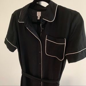 Tristan black dress with white piping